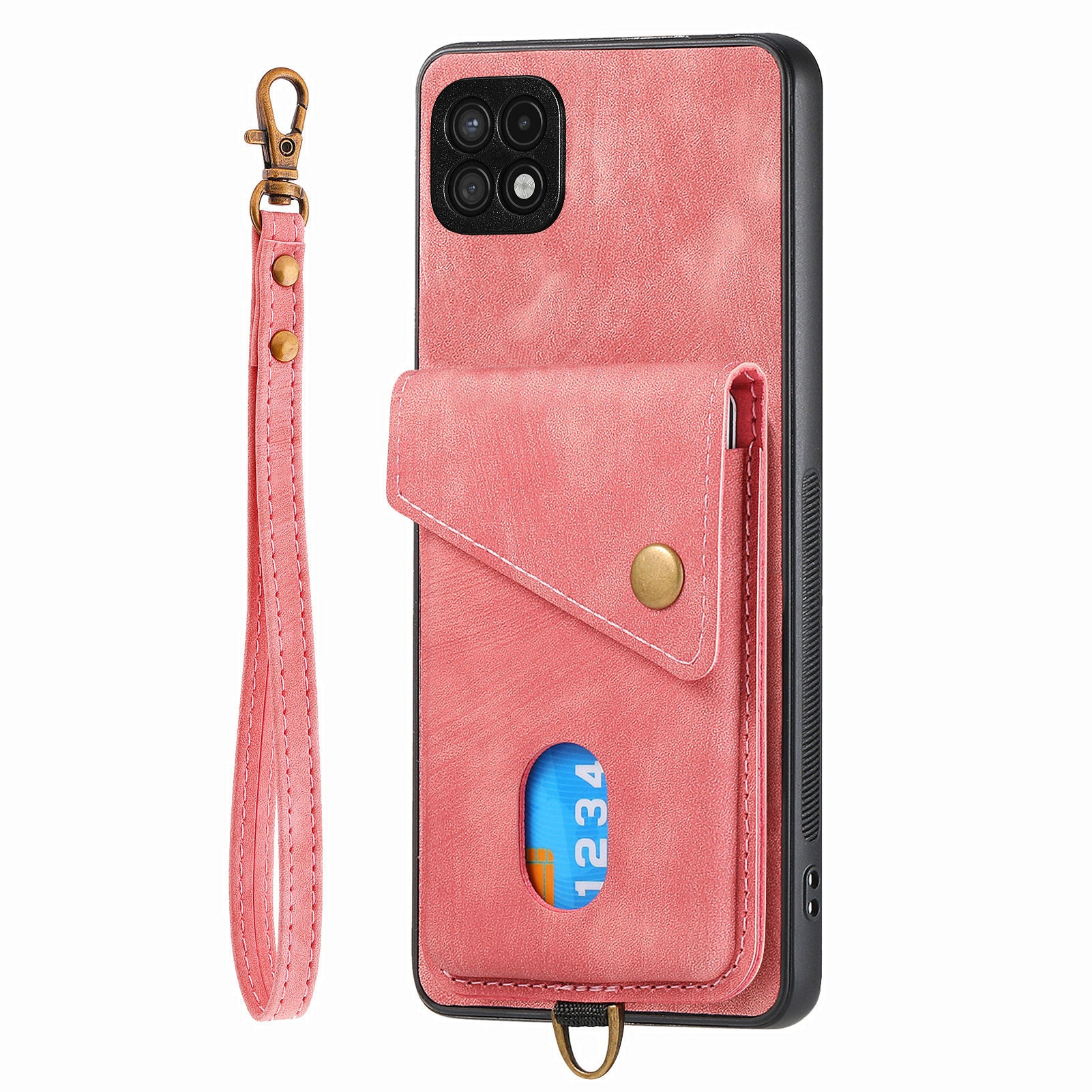 For Samsung Galaxy A22 5G (EU Version) Phone Case Leather Coated PC TPU Card Holder Kickstand Cover For Samsung Galaxy A22 5G (EU Version) Phone Case Leather Coated PC TPU Card Holder Kickstand Cover
